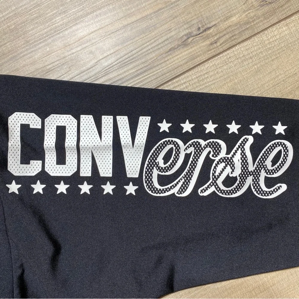 Converse Girls Performance Biker Shorts Size Large‎ Black With Spellout